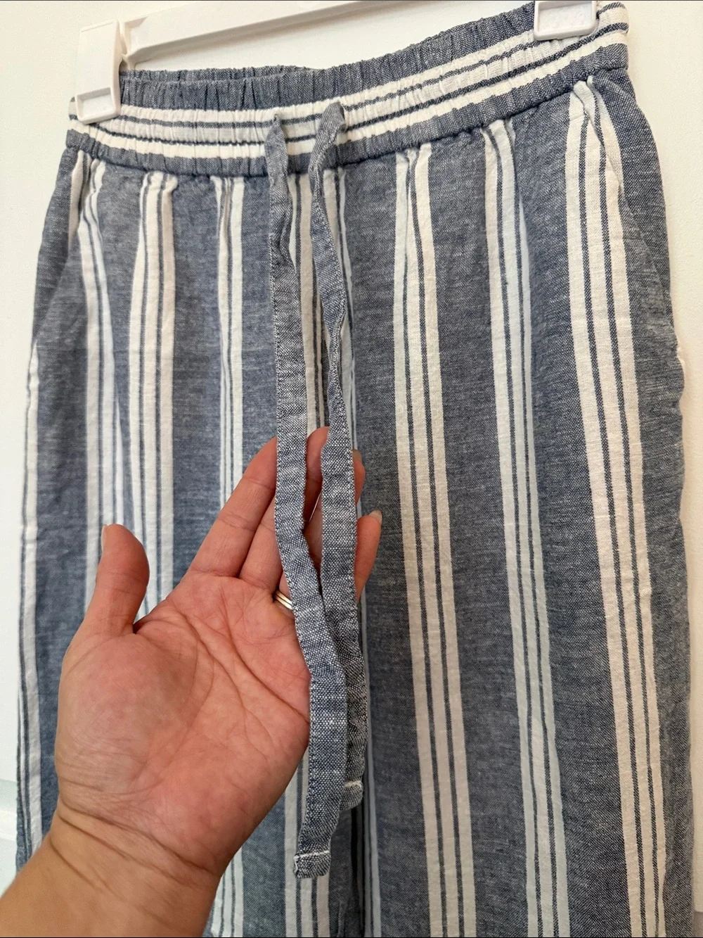 Zara Blue White Striped Wide Leg Palazzo Pants XS